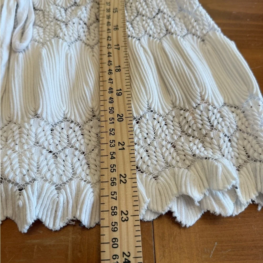 Free People Fire Island Top White S Crochet Embroidered Keyhole Peasant Boho